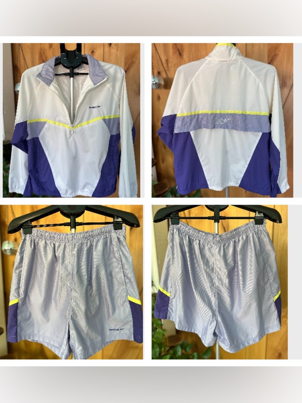 Vintage Reebok 90s Colorblock Windbreaker Pullover & Shorts 2-Piece Set